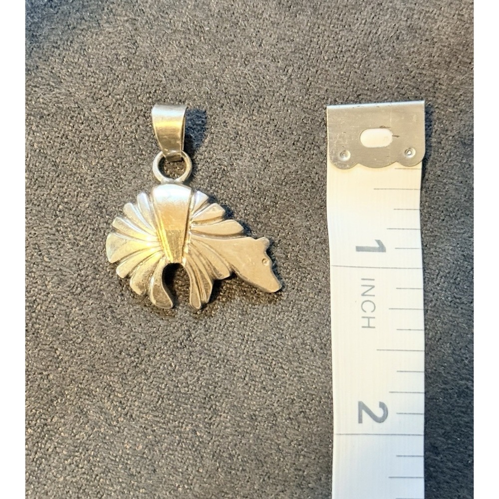 VINTAGE EH ERVIN HOSKIE 14K GOLD & STERLING SILVER NAVAJO FETISH BEAR PENDANT - Picture 4 of 5